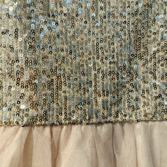 Cat & Jack champagne sequin, glitter sleeveless dress with toule. - Picture 4 of 9